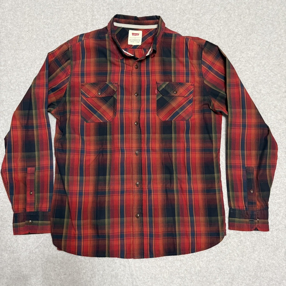 🤠 Levi's Western Plaid Snap Shirt L – Red/Green Vintage Style 🔥